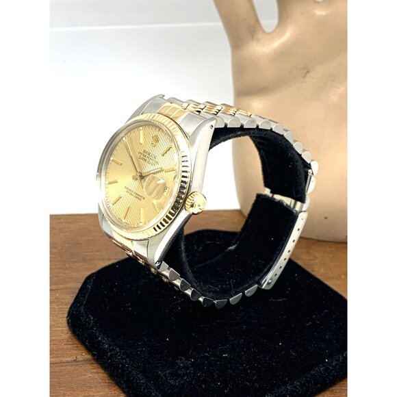 Rolex Datejust Mens Watch 16013 Swiss Automatic Tapestry Dial 1984 Two Tone 36mm - Picture 2 of 13